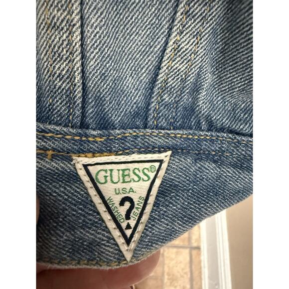 Vintage GUESS Denim Trucker Jacket Men’s Large Embroidered Logo Back - Picture 4 of 10